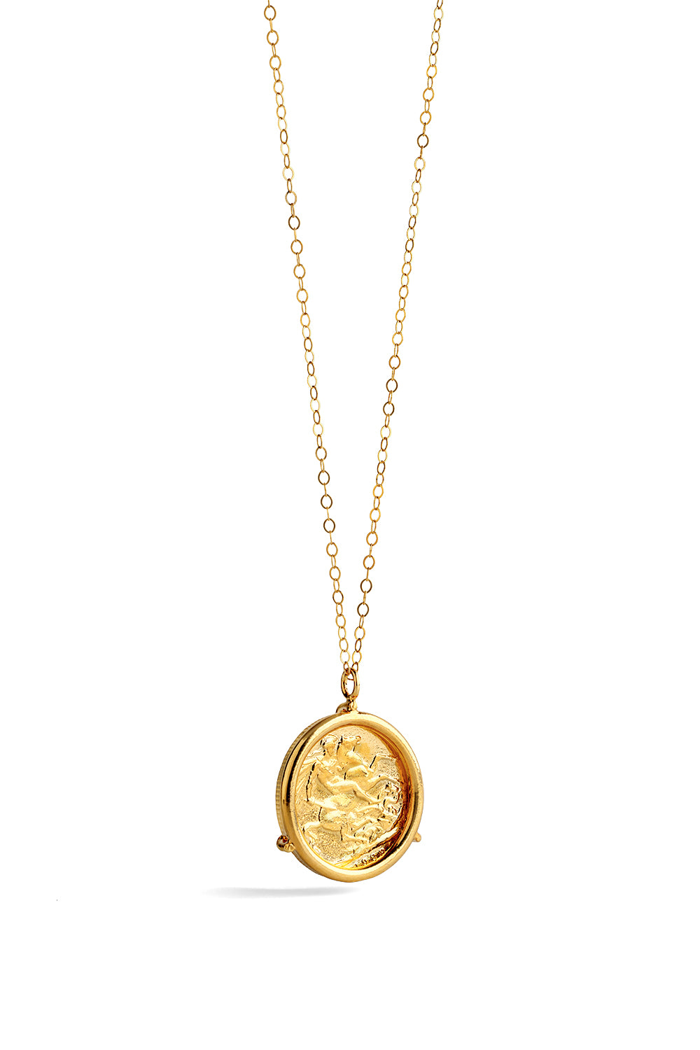 Horse Relief Coin Necklace - gold plated