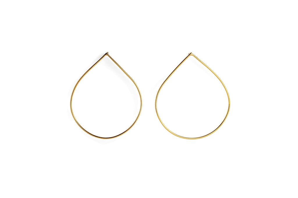 Teardrop Wire Hoop Earrings - gold plated