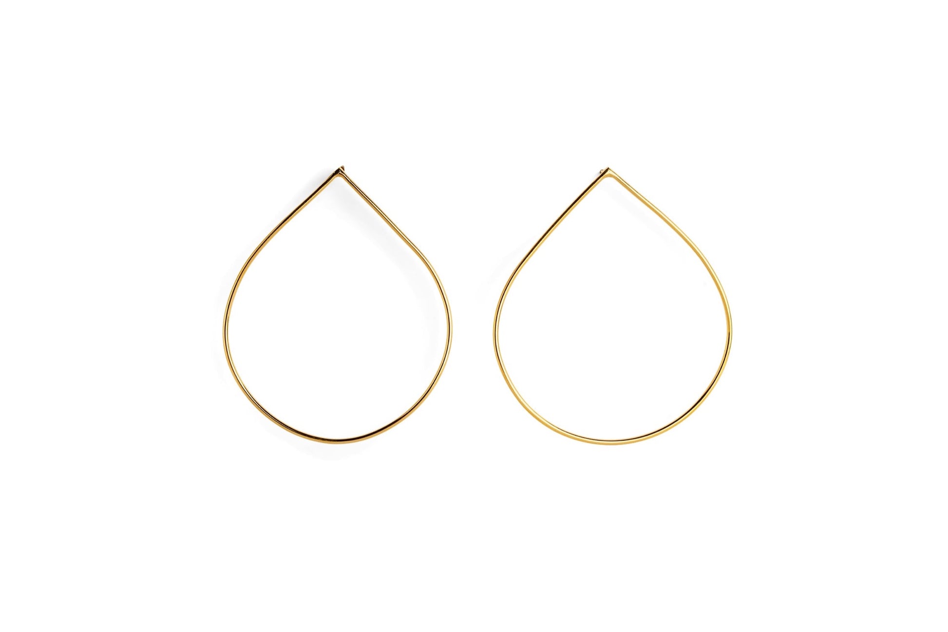 Teardrop Wire Hoop Earrings - gold plated
