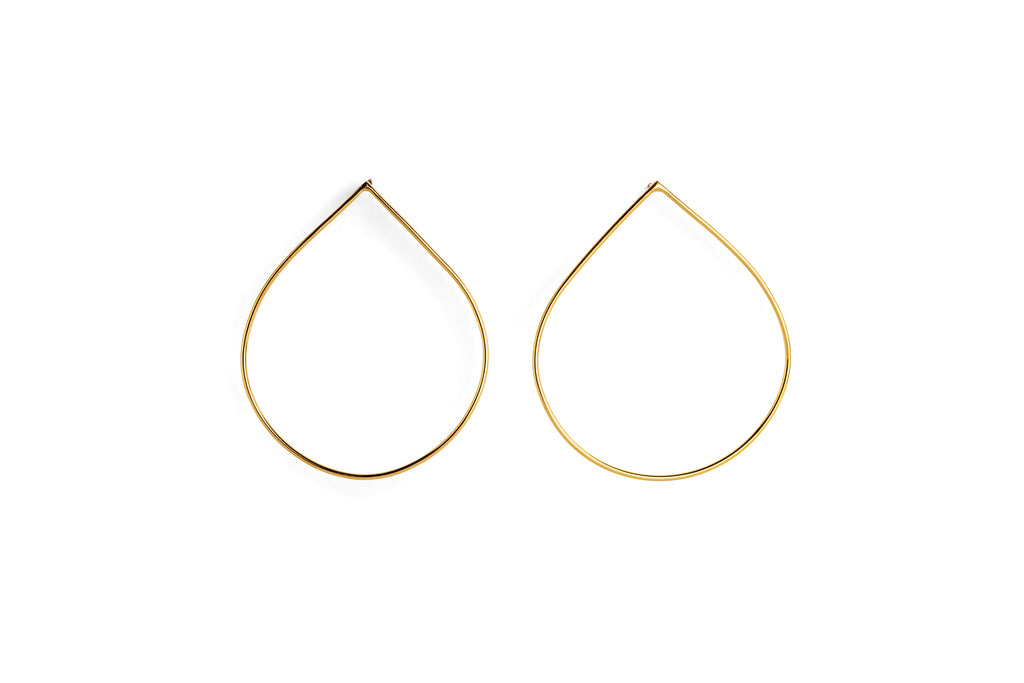 Teardrop Wire Hoop Earrings - gold plated