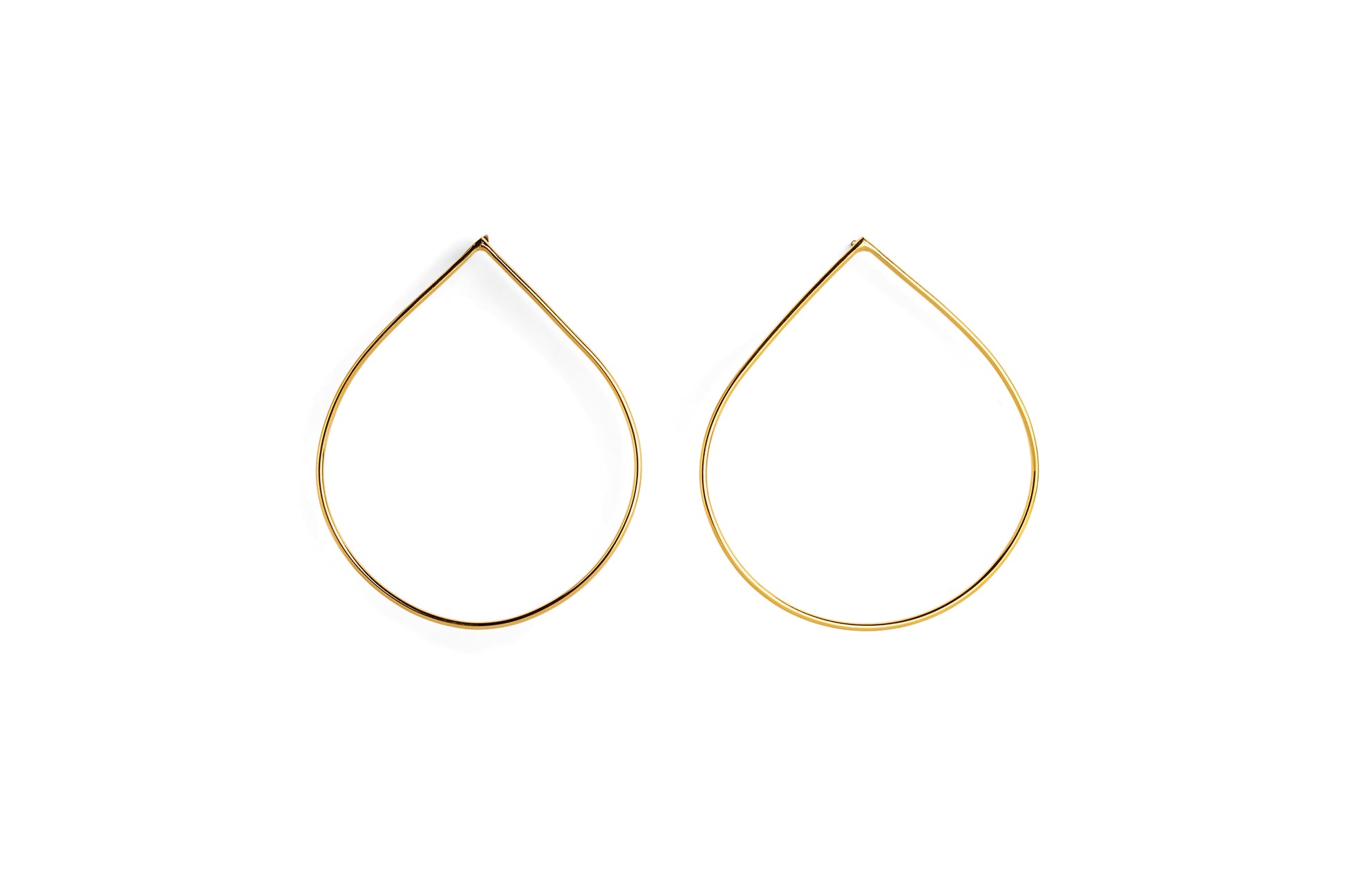 Teardrop Wire Hoop Earrings - gold plated