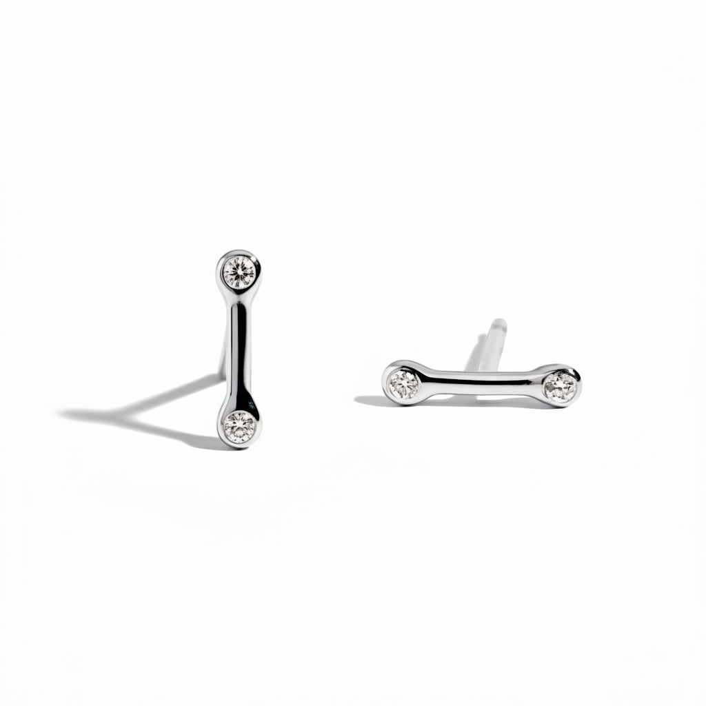 Golden Bar Diamond Studs