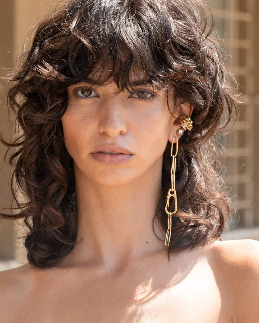 Oval Links Earring With Carabiner (Single)