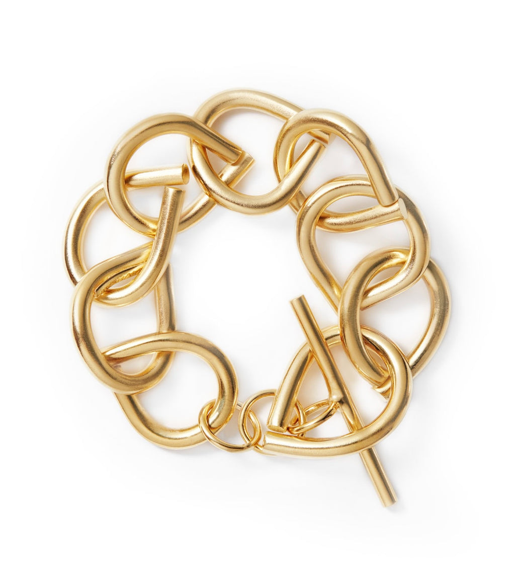 Handmade gold plated drop links chain bracelet with brass base