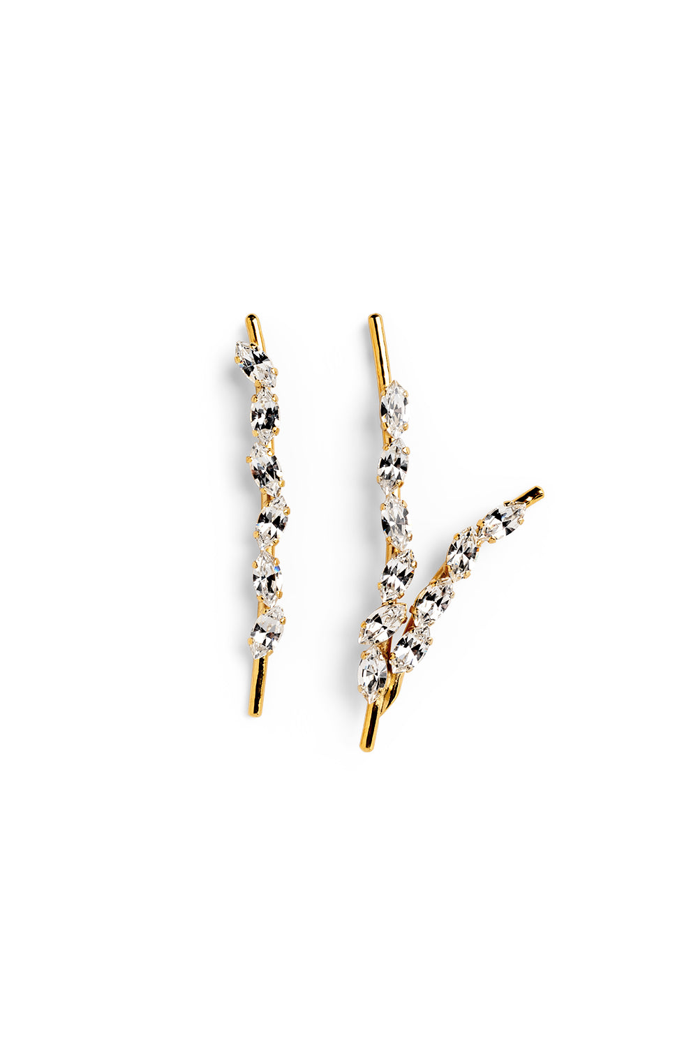 Crystal Leaves A-symmetric Earrings