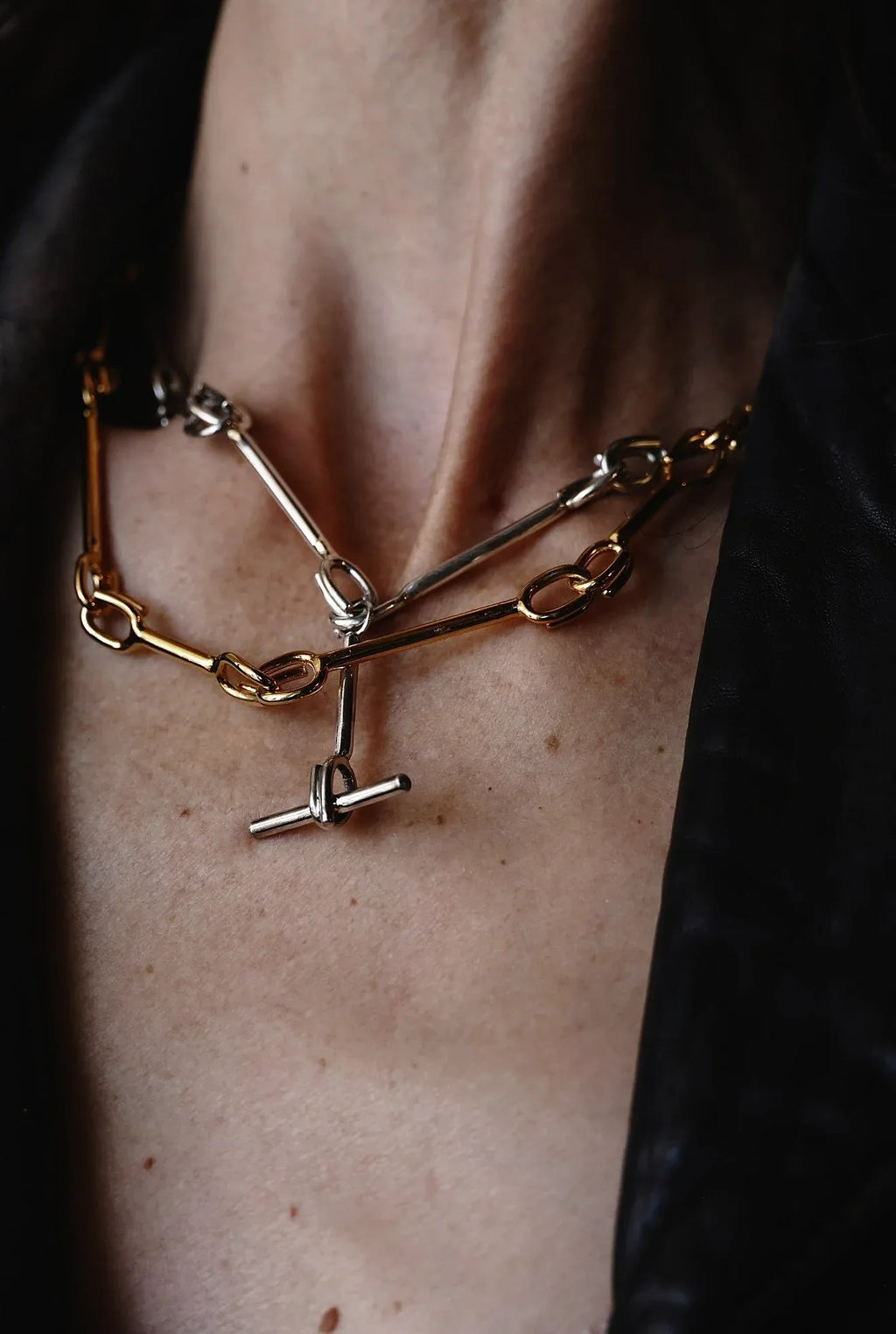 Linked Theory T-Bar Necklace Sterling Silver