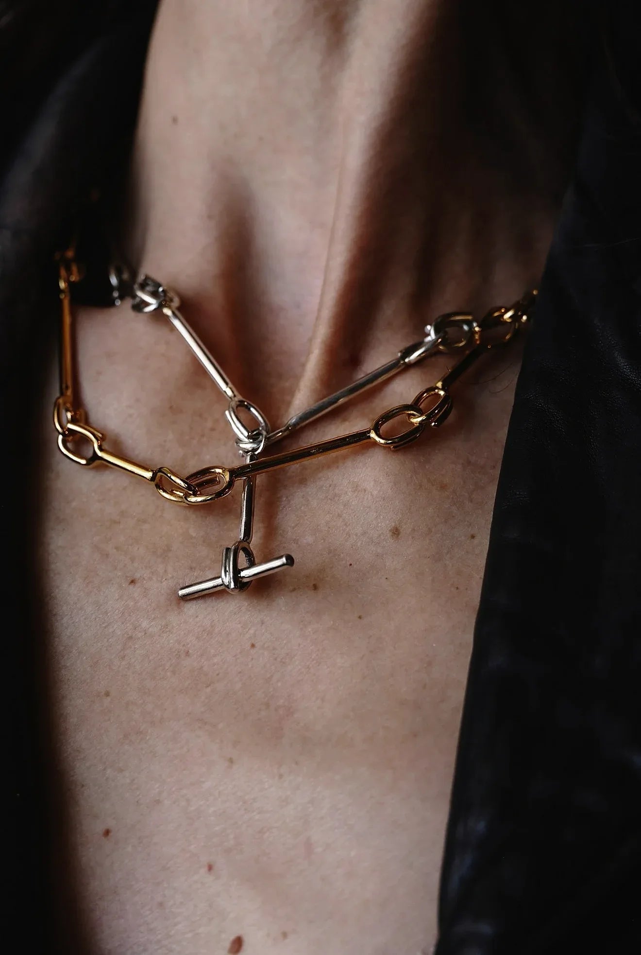 Linked Theory T-Bar Necklace Sterling Silver