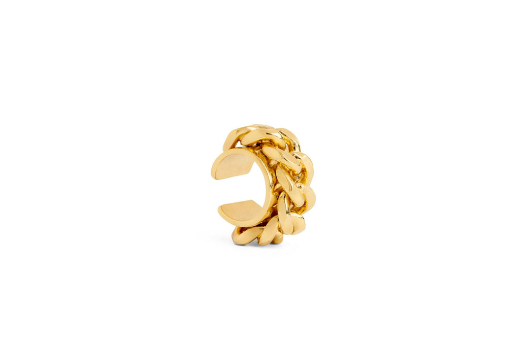 Handmade gold plated cuban links chain ear cuff