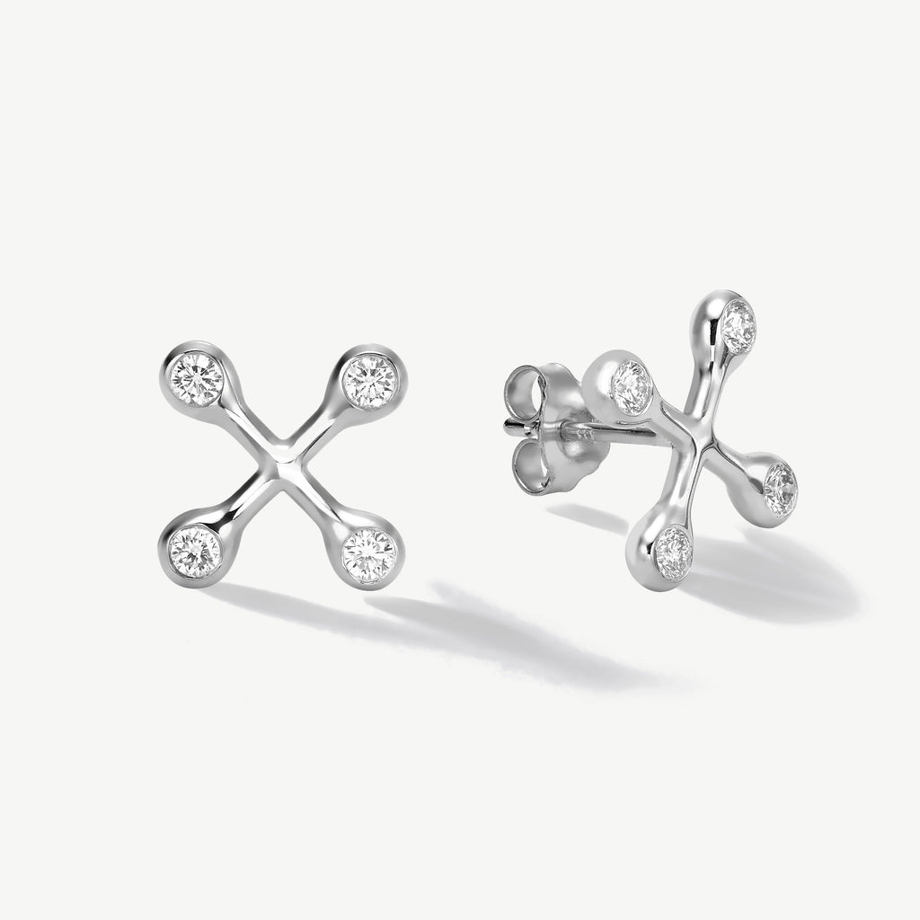 Align Your Flow Large Diamond Earrings — 14k White Gold