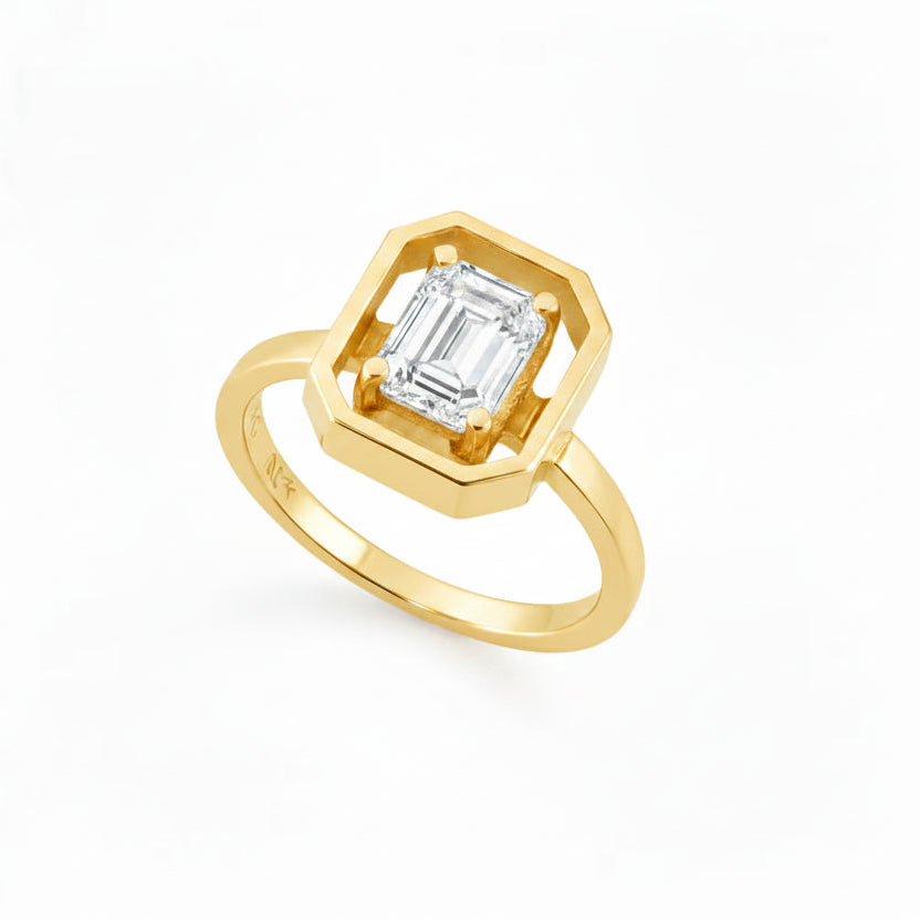 Signet Octagon Initial Ring 14K