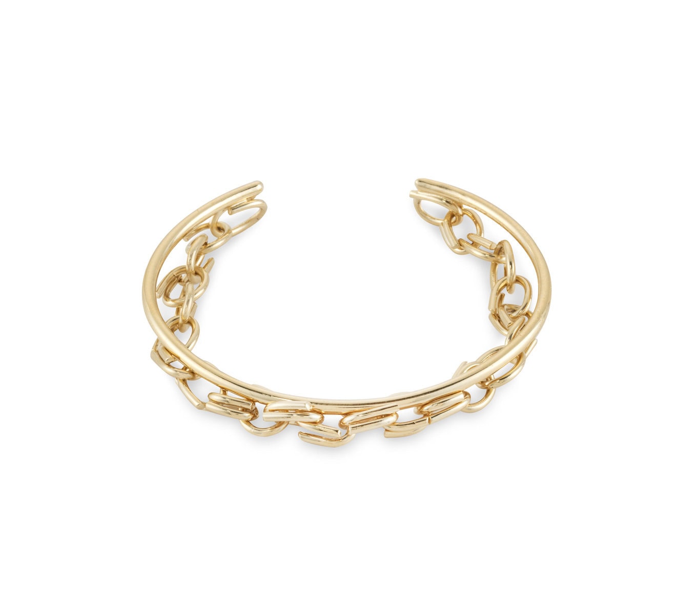 Double Cuff Oval Chain Bracelet