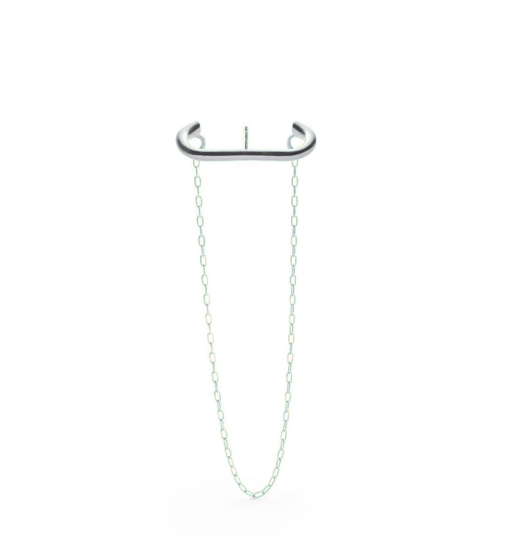 Handmade silver tone hugger chain earrings