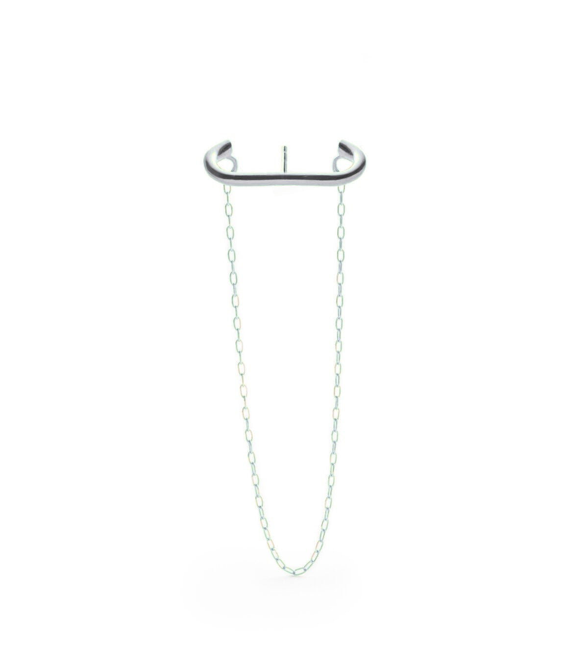 Handmade silver tone hugger chain earrings