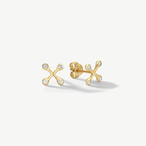 Align Your Flow Small Diamond Earring In Yellow Gold - Single