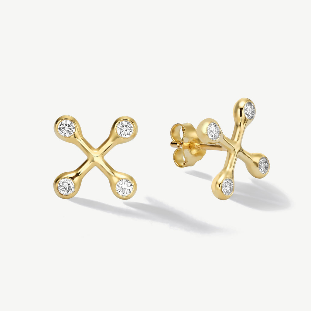 Align Your Flow Large Diamond Earrings — 14k Yellow Gold