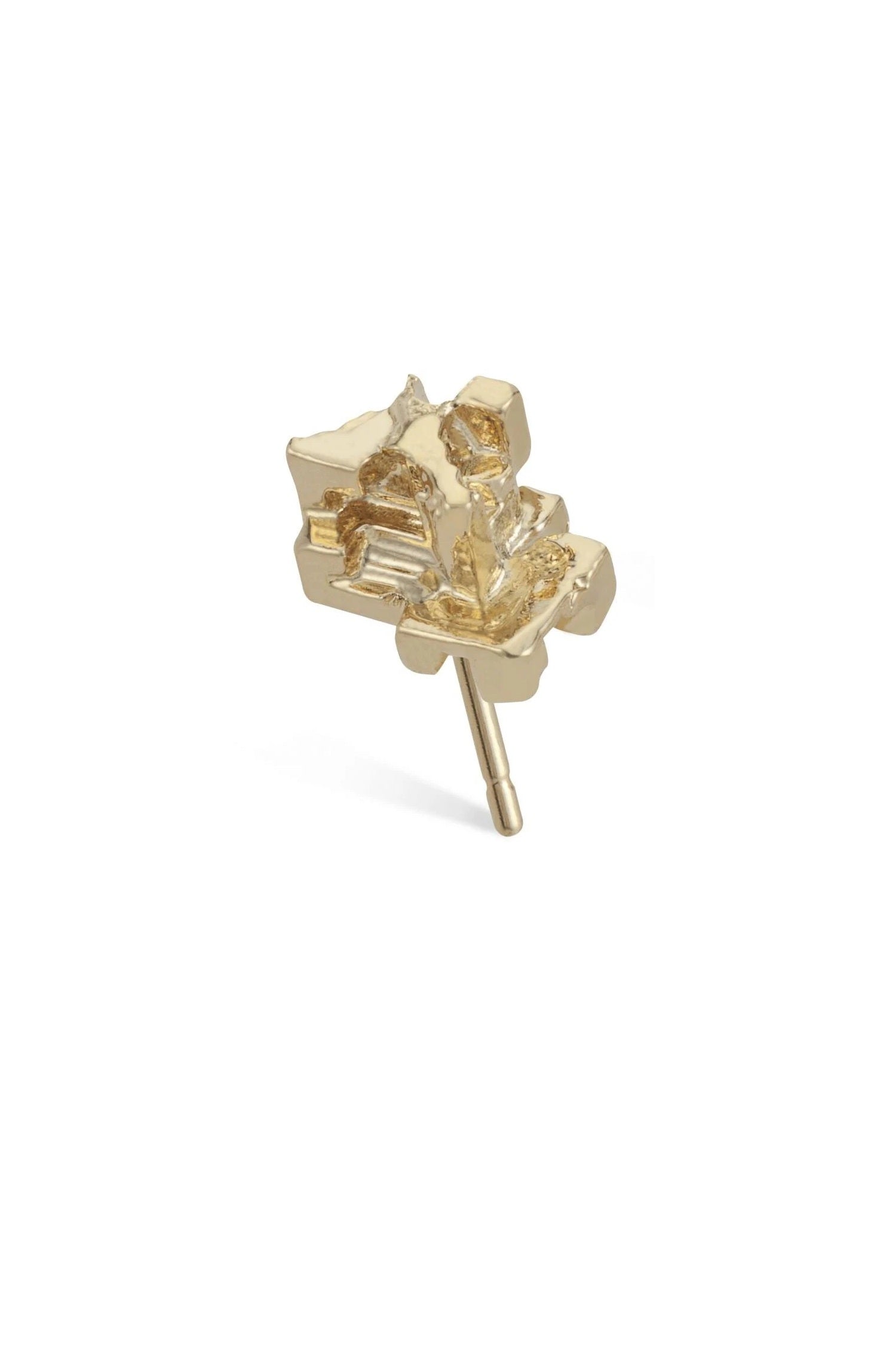 Handmade gold plated bismuth single earring with brass base