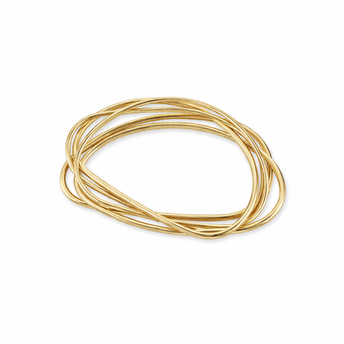Handmade gold plated amorphic statement bangle set with brass base