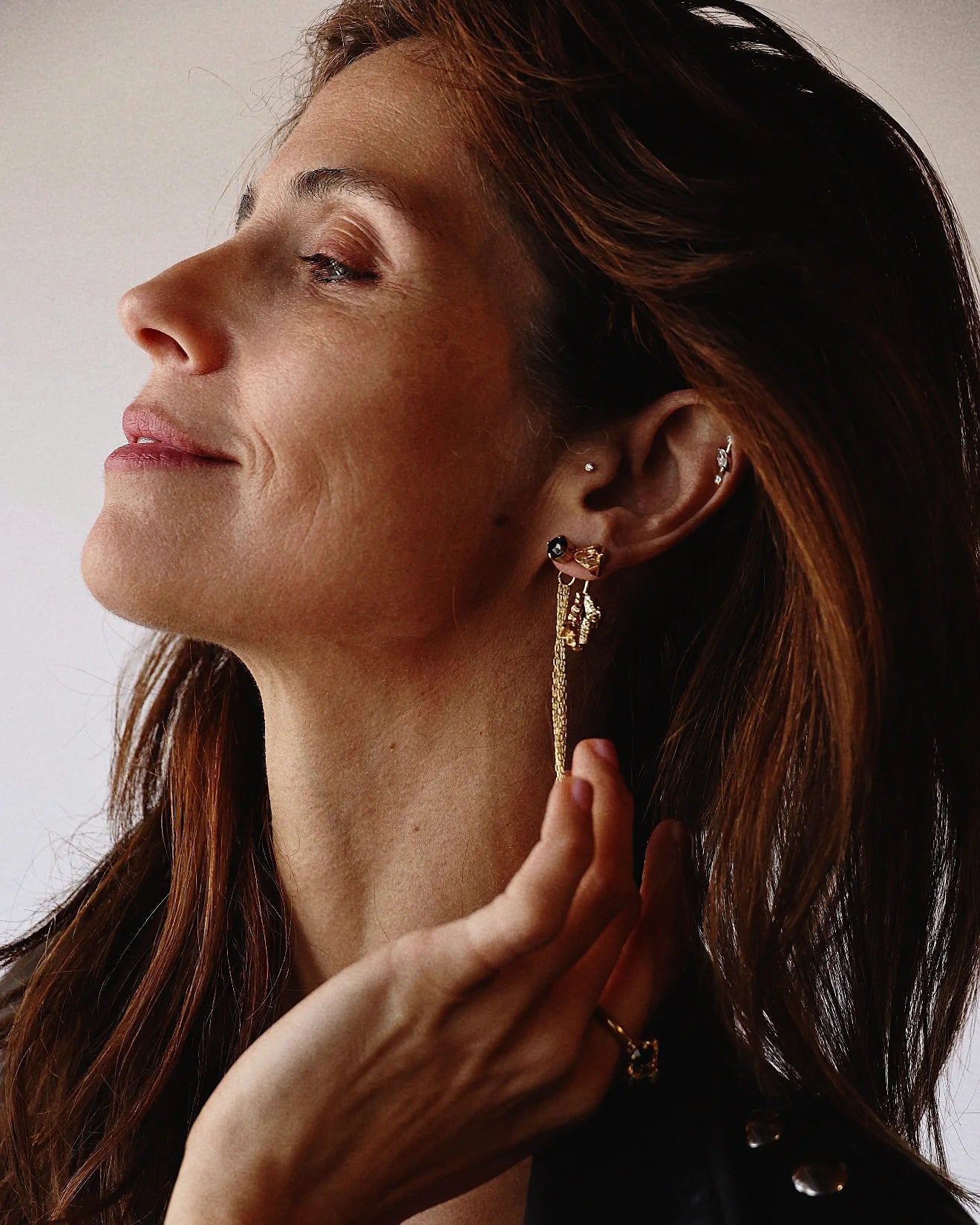 Black Crystal Tassel Earring (single) — campaign image