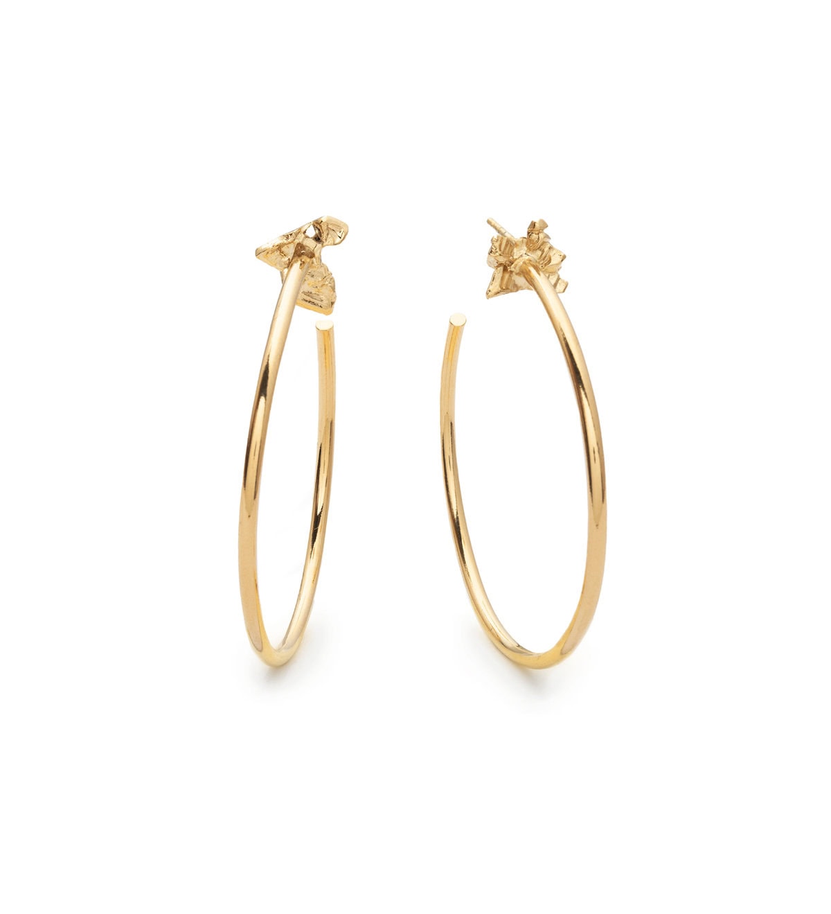 Handmade gold plated bismuth hoop statement earrings with brass base