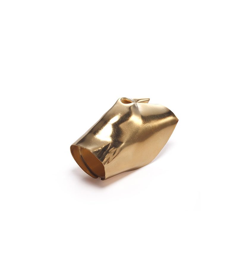 Handmade gold plated dented knuckle statement ring with brass base