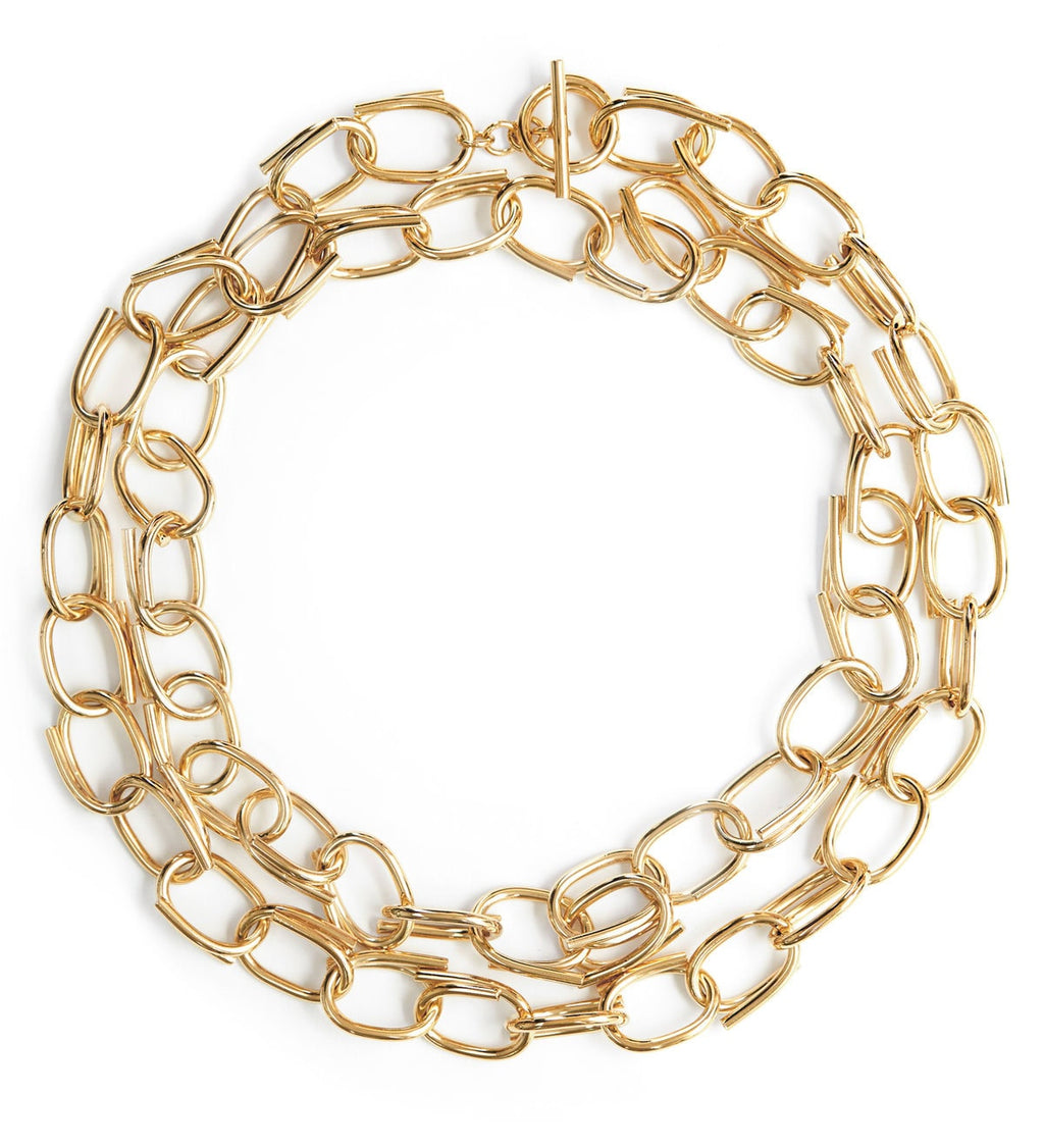 Handmade gold plated extra long chain necklace
