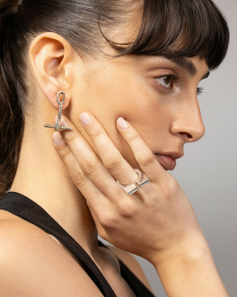 Linked Theory Sterling Silver T-bar Earrings