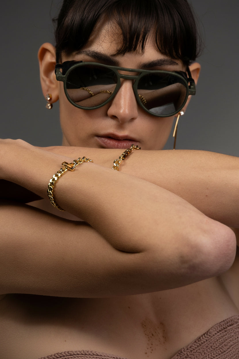 Cognac Drop Curb Bracelet