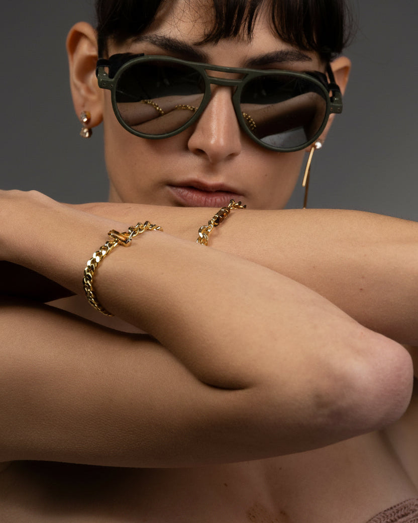 Cognac Drop Curb Bracelet