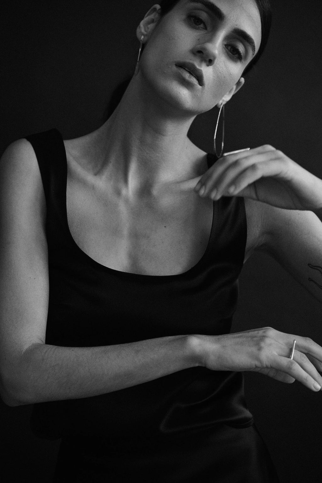 Triangle Drop Hammered Earrings — campaign image