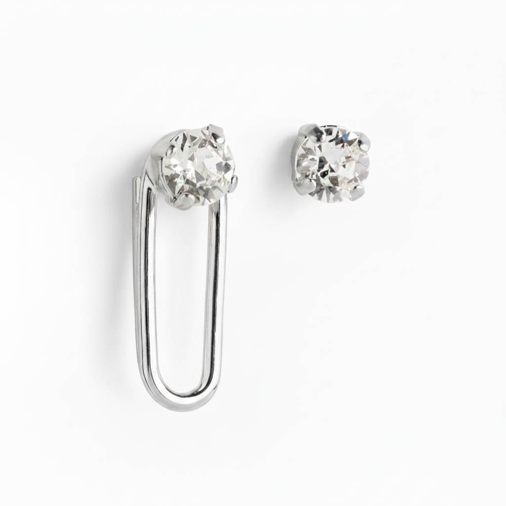 Oval Earrings With Crystal  Stone  (Pair)