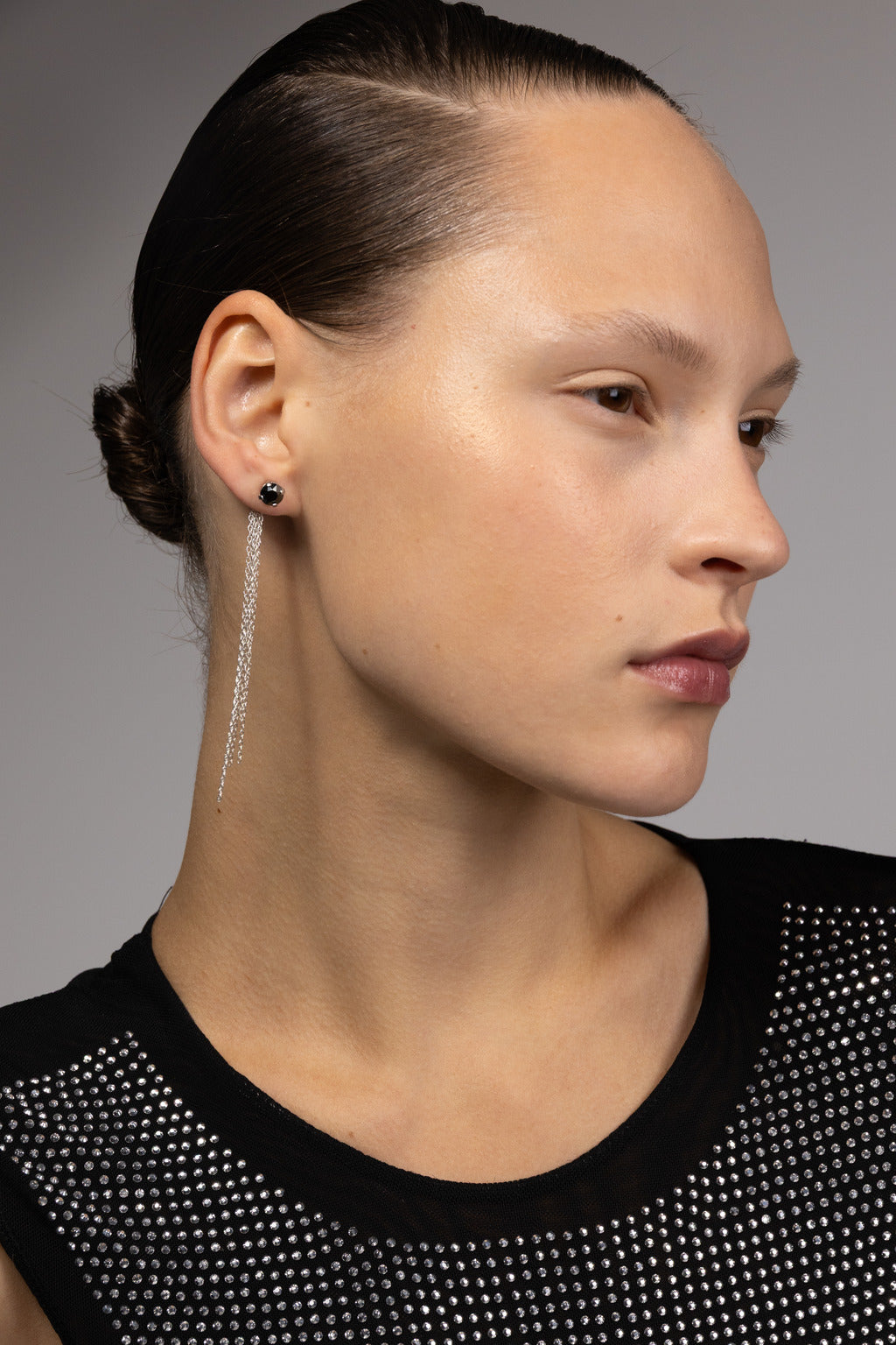Sterling silver Crystal Tassel Earring (single)