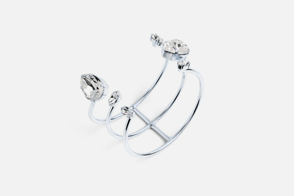 Crystal Claw Cuff Bracelet - Silver