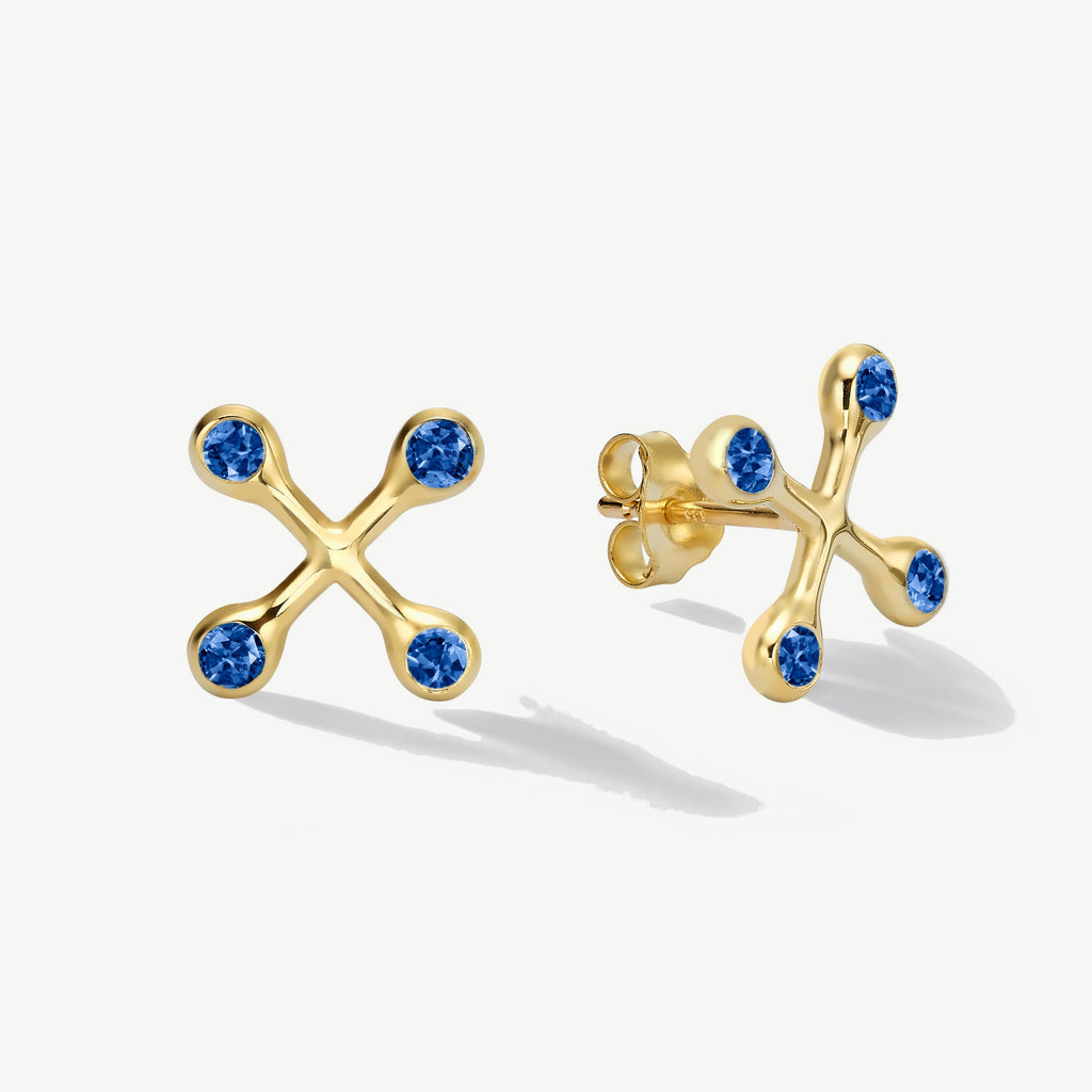 Align Your Flow Large Blue Sapphire Earrings