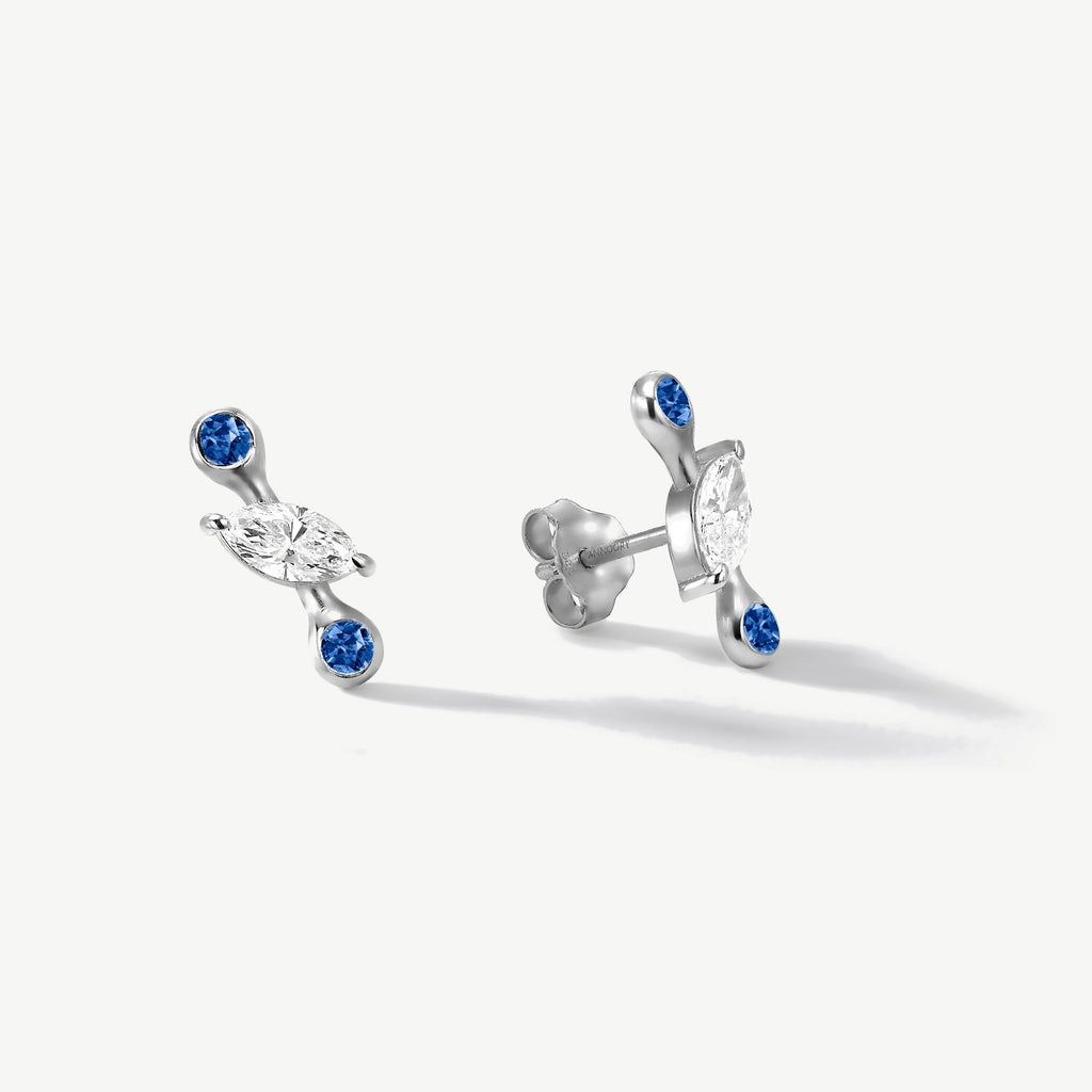 Cosmic Transformer Diamond and Blue Sapphire Earrings