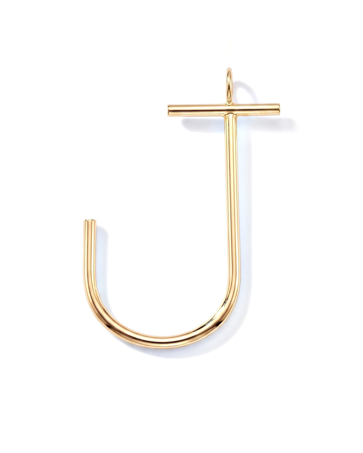 Large Initial Necklace - Letter J - Gold
