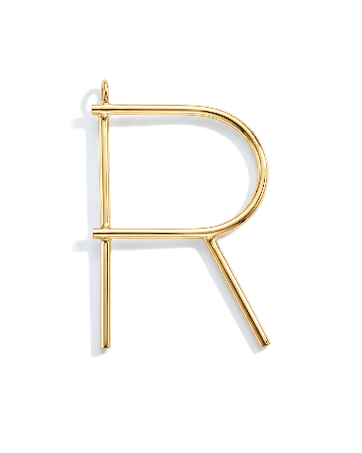 Large Initial Necklace - Letter R - Gold