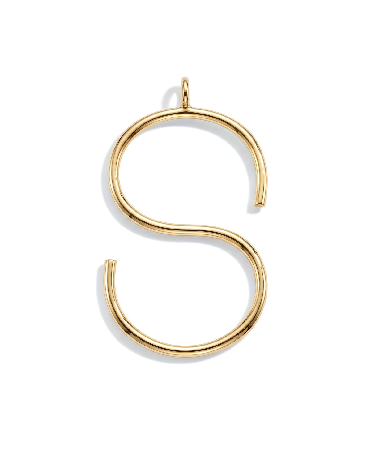 Large Initial Necklace - Letter S - Gold