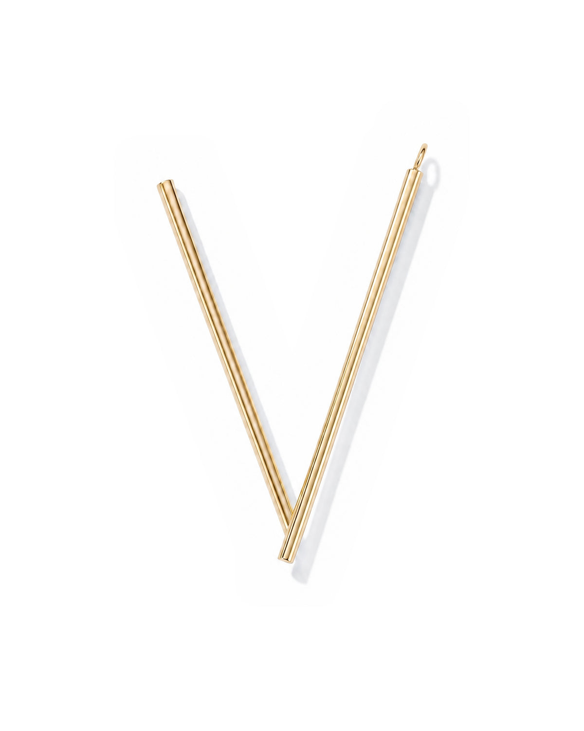 Large Initial Necklace - Letter V - Gold