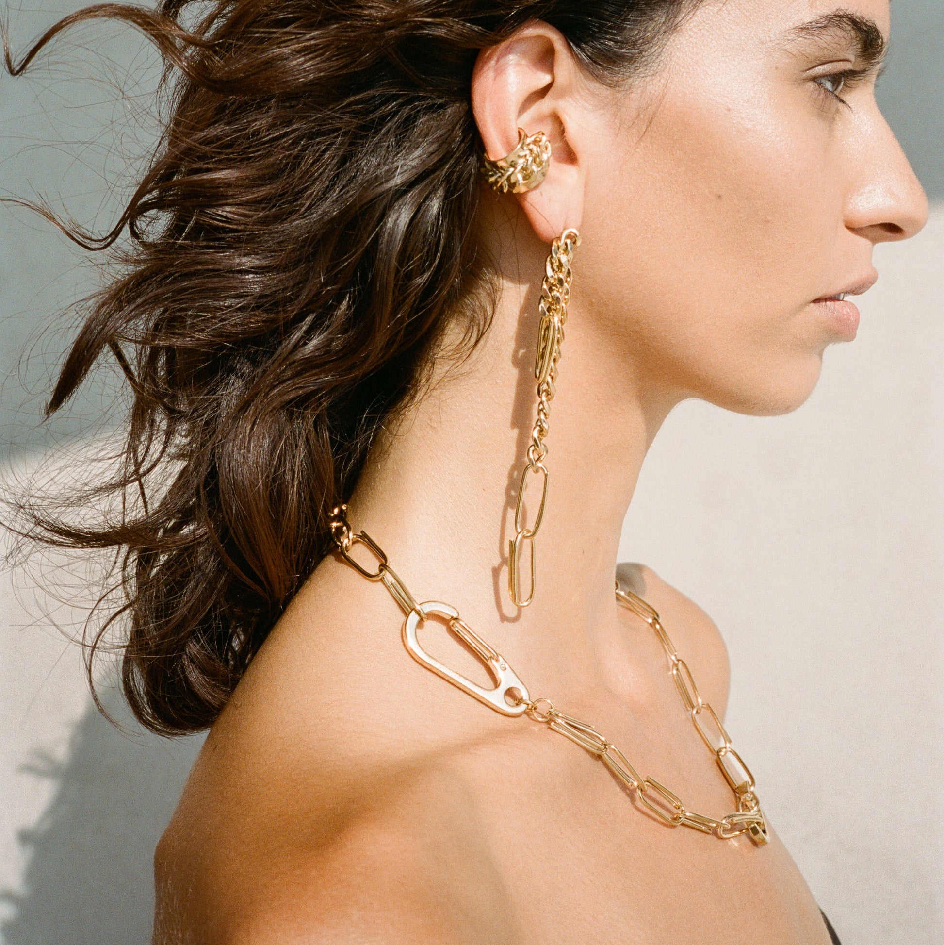 Oval Links Necklace With Carabiners