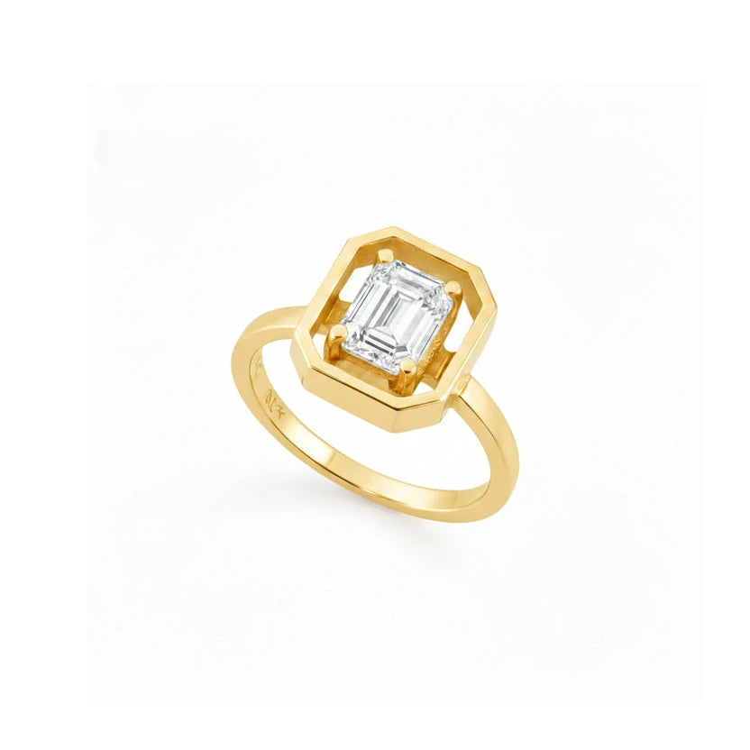 Octagon 14K Pinky Diamond Ring