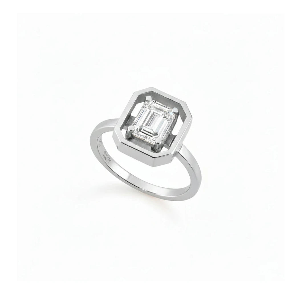 Octagon 14K Pinky Diamond Ring