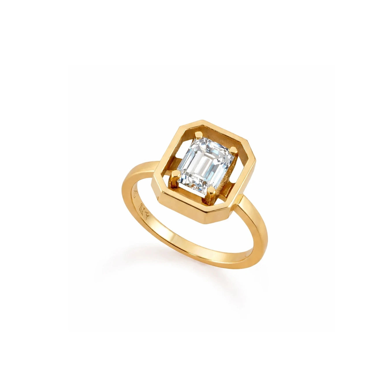 Octagon 14K Pinky Diamond Ring