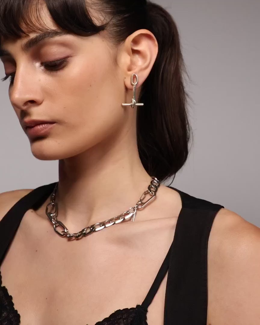 Linked Theory Sterling Silver T-bar Earrings