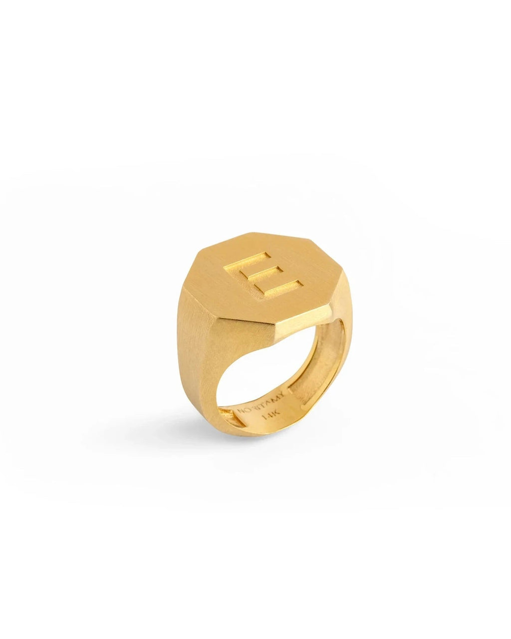 Signet Octagon Initial Ring 14K