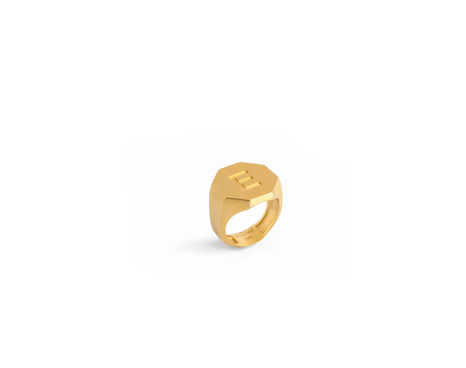 Signet Octagon Initial Ring 14K