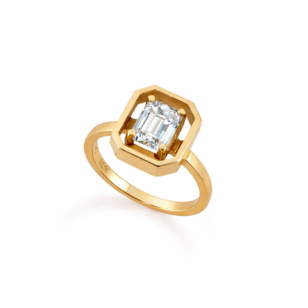 Signet Octagon Initial Ring 14K