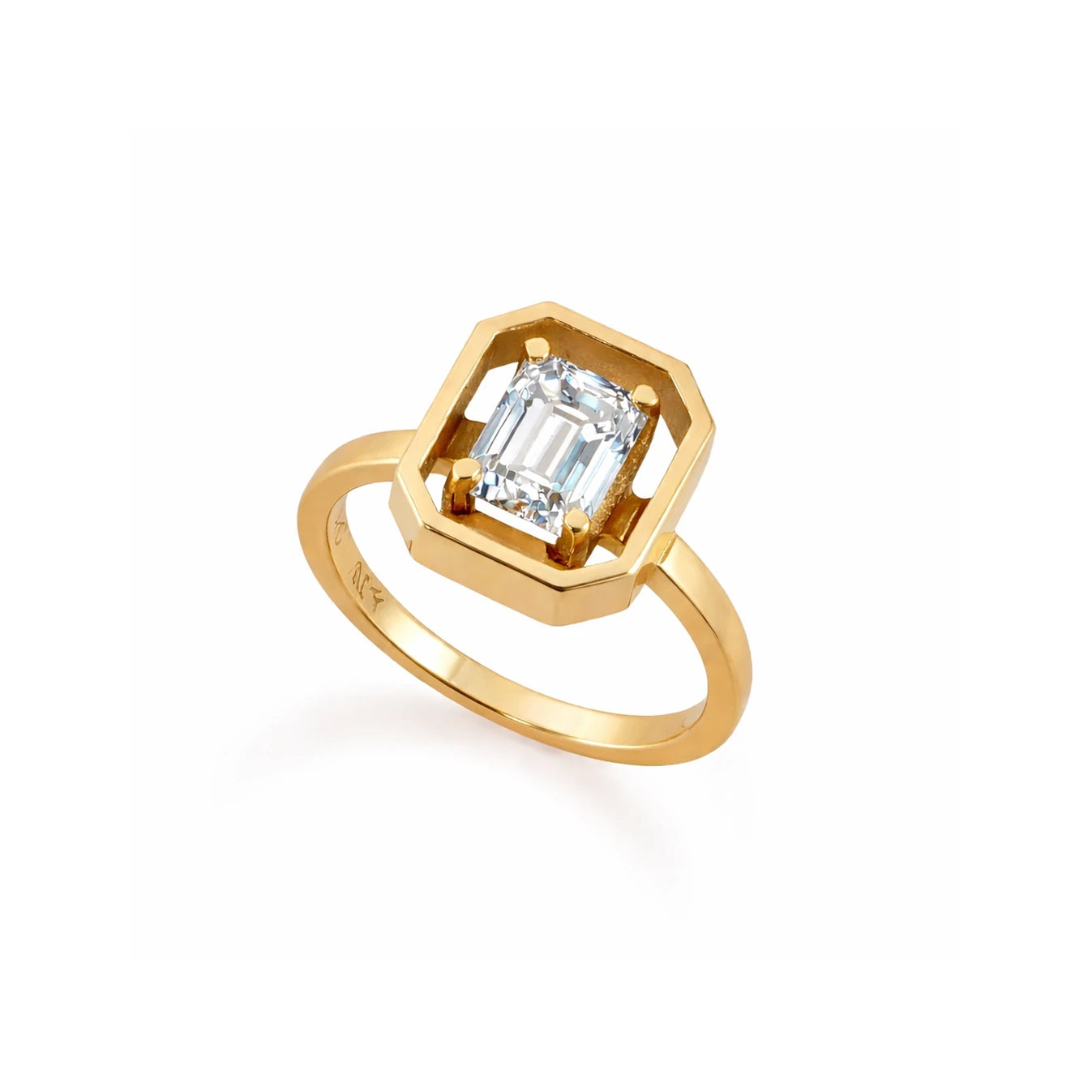Signet Octagon Initial Ring 14K